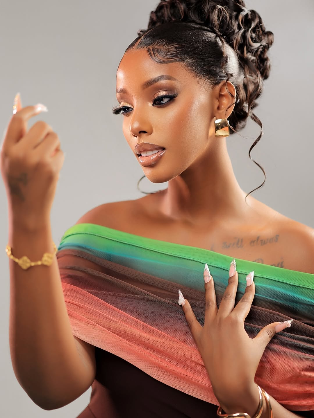 Chocolate Multi-color Long Dress