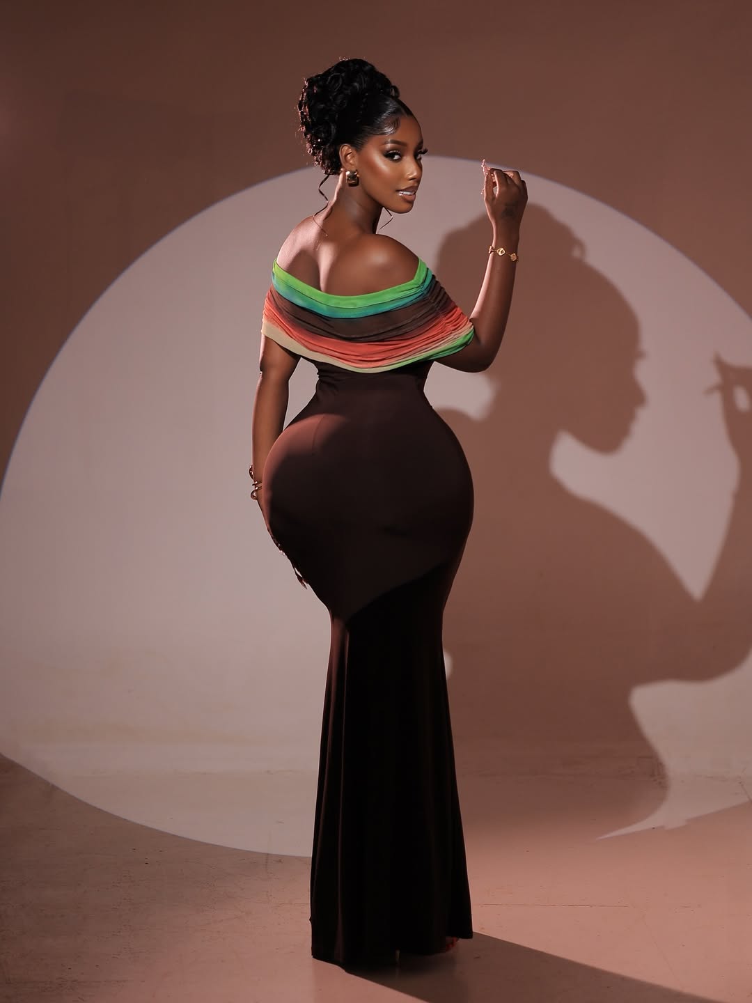 Chocolate Multi-color Long Dress